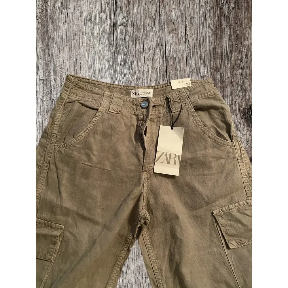 Zara cargo linen blend‎ women’s pants